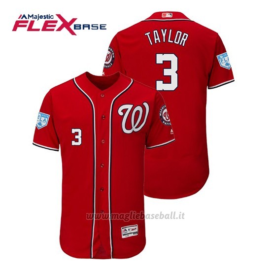 Maglia Baseball Uomo Washington Nationals Michael A. Taylor Flex Base Entrenamiento De Primavera 2019 Rosso